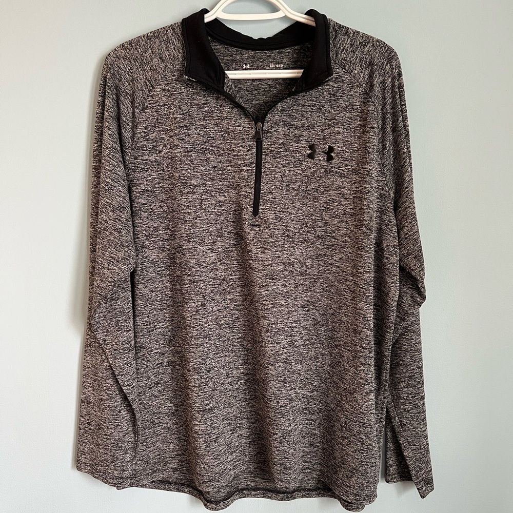 Under Armour Black and Gray Long Sleeve Pullover Quarter Zip